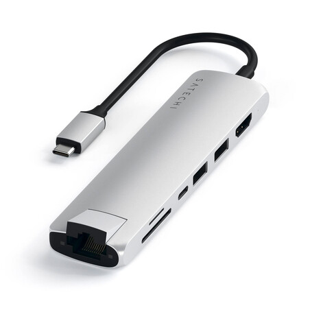 Sie sehen das Produktbild 01 von Satechi Type-C Multi-Port 4K, Ethernet Slim Hub, silber Satechi Type-C Multi-Port 4K, Ethernet Slim Hub, silber