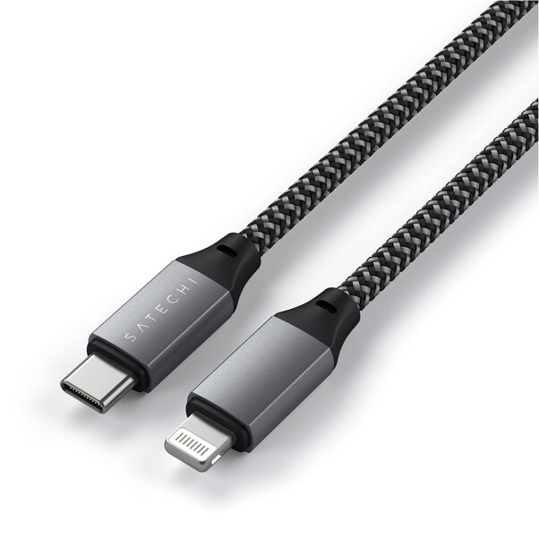 Sie sehen das Produktbild 01 von Satechi Type-C zu Lightning Kabel 25cm, space grau Satechi Type-C zu Lightning Kabel 25cm, space grau