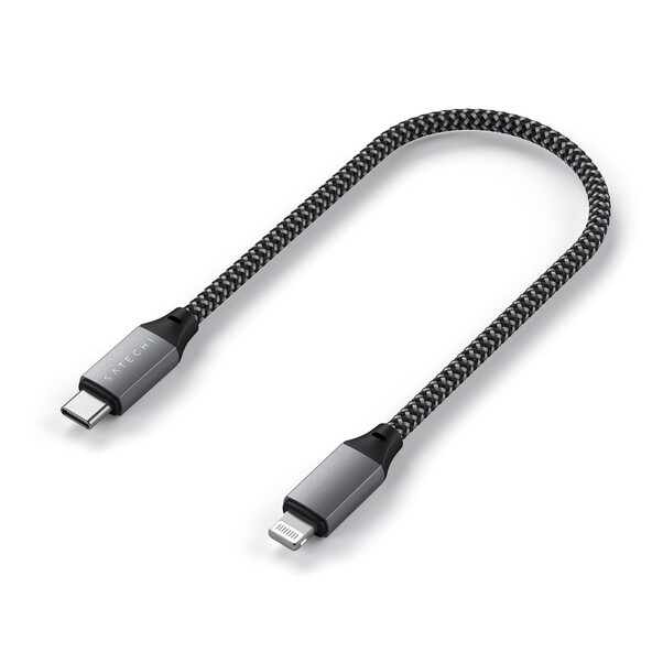 Sie sehen das Produktbild 02 von Satechi Type-C zu Lightning Kabel 25cm, space grau Satechi Type-C zu Lightning Kabel 25cm, space grau