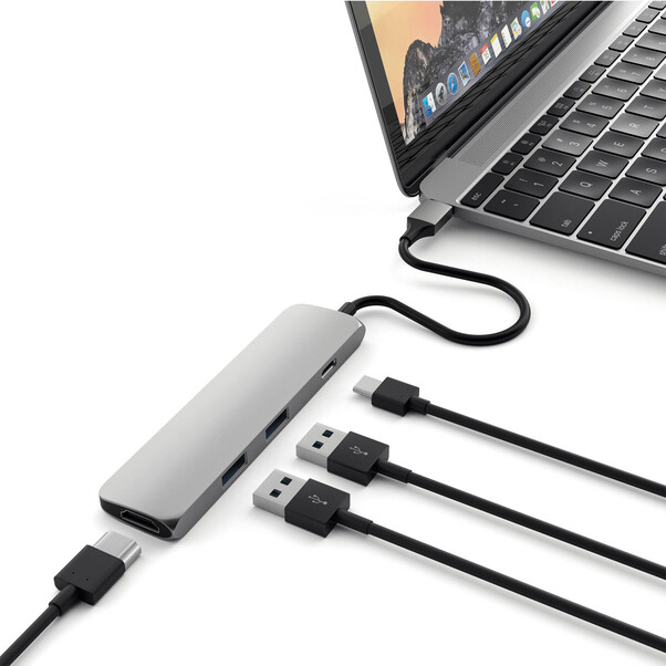 Satechi Type-C USB Passthrough HDMI Hub, space grau