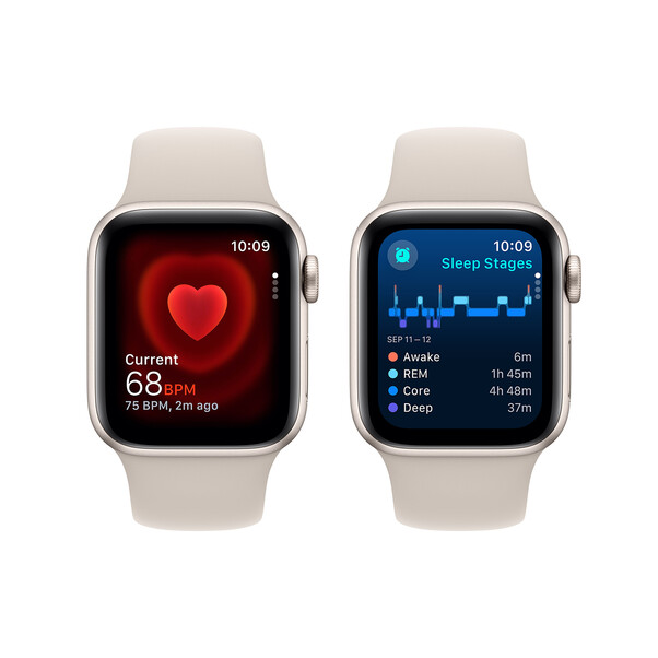 Sie sehen das Produktbild 04 von Apple Watch SE GPS, Aluminum polarstern, 40mm mit Sportarmband, polarstern - M/L> Apple Watch SE GPS, Aluminum polarstern, 40mm mit Sportarmband, polarstern - M/L>