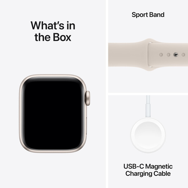 Sie sehen das Produktbild 06 von Apple Watch SE GPS, Aluminum polarstern, 40mm mit Sportarmband, polarstern - M/L> Apple Watch SE GPS, Aluminum polarstern, 40mm mit Sportarmband, polarstern - M/L>