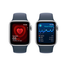Apple Watch SE GPS, Aluminum silber, 40mm mit Sportarmband, sturmblau - S/M>