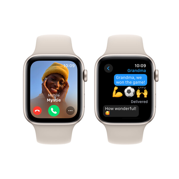Apple Watch SE GPS, Aluminum polarstern, 44mm mit Sportarmband, polarstern - S/M>