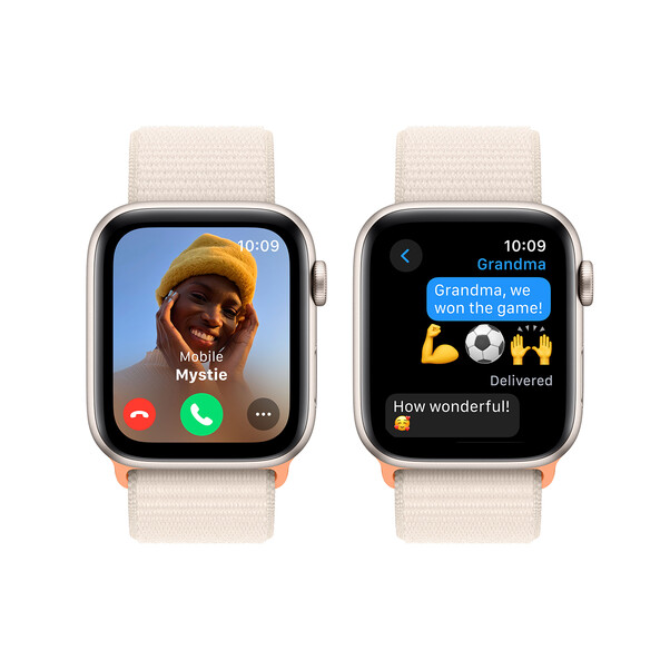 Apple Watch SE GPS, Aluminum polarstern, 44mm mit Sport Loop, polarstern>