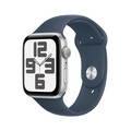 Apple Watch SE GPS, Aluminum silber, 44mm mit Sportarmband, sturmblau - M/L>