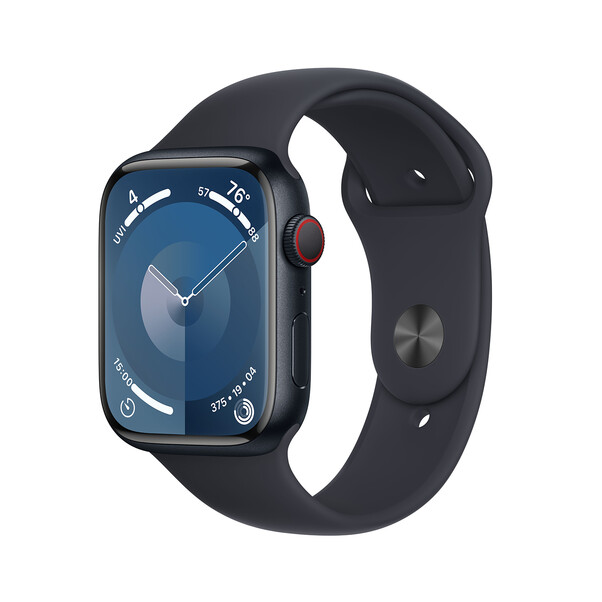 Sie sehen das Produktbild 01 von Apple Watch Series 9 GPS + Cellular, Aluminium mitternacht, 45mm mit Sportarmband, mitternacht - M/L> Apple Watch Series 9 GPS + Cellular, Aluminium mitternacht, 45mm mit Sportarmband, mitternacht - M/L