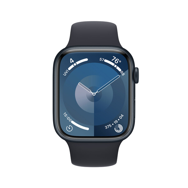 Sie sehen das Produktbild 02 von Apple Watch Series 9 GPS + Cellular, Aluminium mitternacht, 45mm mit Sportarmband, mitternacht - M/L> Apple Watch Series 9 GPS + Cellular, Aluminium mitternacht, 45mm mit Sportarmband, mitternacht - M/L>