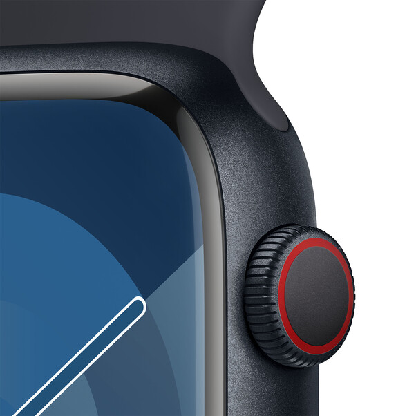 Sie sehen das Produktbild 03 von Apple Watch Series 9 GPS + Cellular, Aluminium mitternacht, 45mm mit Sportarmband, mitternacht - M/L> Apple Watch Series 9 GPS + Cellular, Aluminium mitternacht, 45mm mit Sportarmband, mitternacht - M/L>