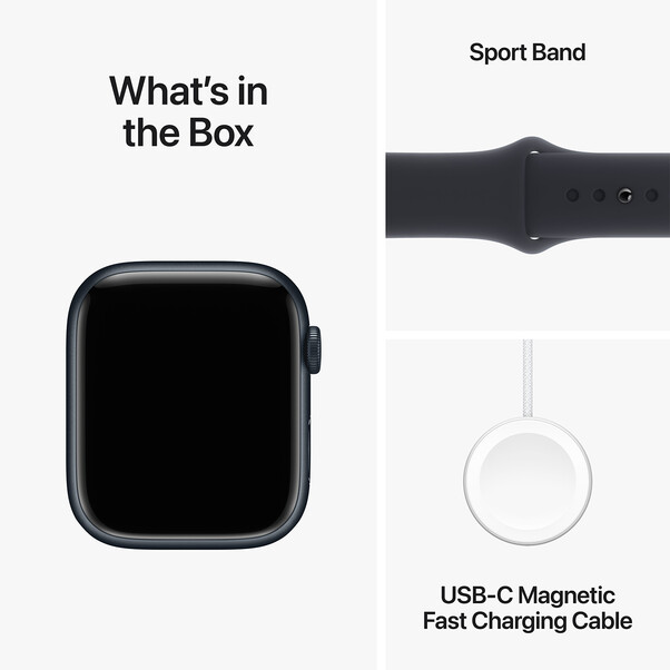 Sie sehen das Produktbild 10 von Apple Watch Series 9 GPS + Cellular, Aluminium mitternacht, 45mm mit Sportarmband, mitternacht - M/L> Apple Watch Series 9 GPS + Cellular, Aluminium mitternacht, 45mm mit Sportarmband, mitternacht - M/L>