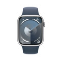 Apple Watch Series 9 GPS + Cellular, Aluminium silber, 45mm mit Sportarmband, sturmblau - S/M>