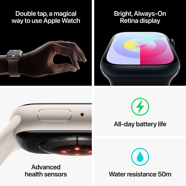 Apple Watch Series 9 GPS + Cellular, Aluminium (PRODUCT)RED, 45mm mit Sportarmband, (PRODUCT)RED - M/L>