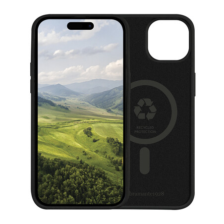 dbramante Monaco Silikon Case mit MagSafe für iPhone 13/14/15/16e, schwarz
