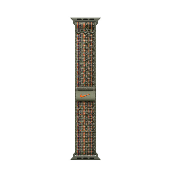 Sie sehen das Produktbild 02 von Apple Watch 45mm Nike Sport Loop, sequoia/orange> Apple Watch 45mm Nike Sport Loop, sequoia/orange>