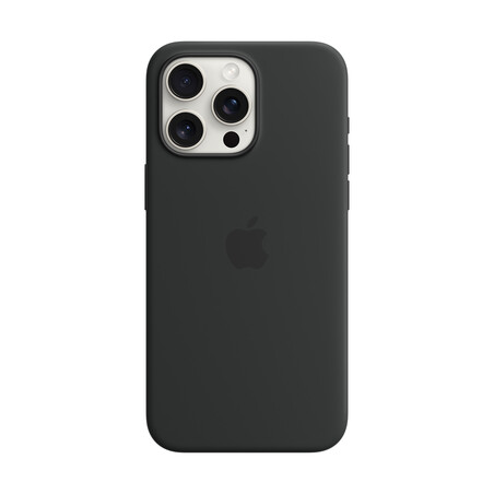 Apple iPhone 15 Pro Max Silikon Case mit MagSafe, schwarz>