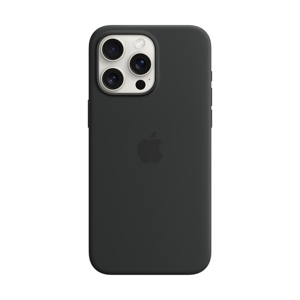 Apple iPhone 15 Pro Max Silikon Case mit MagSafe, schwarz>
