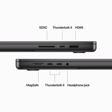 MacBook Pro 16" mit M3 Pro Chip 12-Core CPU und 18-Core GPU, 18GB, 512GB SSD, space schwarz>