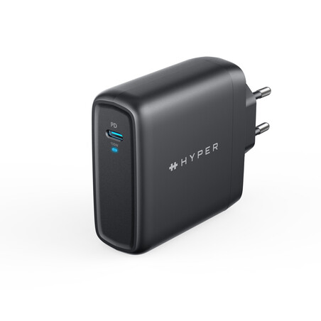 Sie sehen das Produktbild 01 von Hyper - HyperJuice 100W USB-C GaN Ladegerät (EU Stecker), schwarz BULK> Hyper - HyperJuice 100W USB-C GaN Ladegerät (EU Stecker), schwarz BULK>