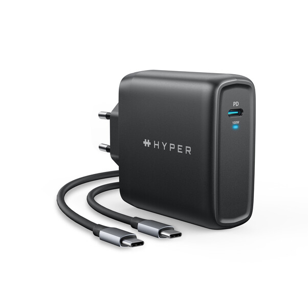 Sie sehen das Produktbild 05 von Hyper - HyperJuice 100W USB-C GaN Ladegerät (EU Stecker), schwarz BULK> Hyper - HyperJuice 100W USB-C GaN Ladegerät (EU Stecker), schwarz BULK>