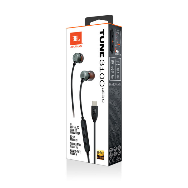 JBL TUNE310C, kabelgebundener USB-C In-Ear Kopfhörer, schwarz
