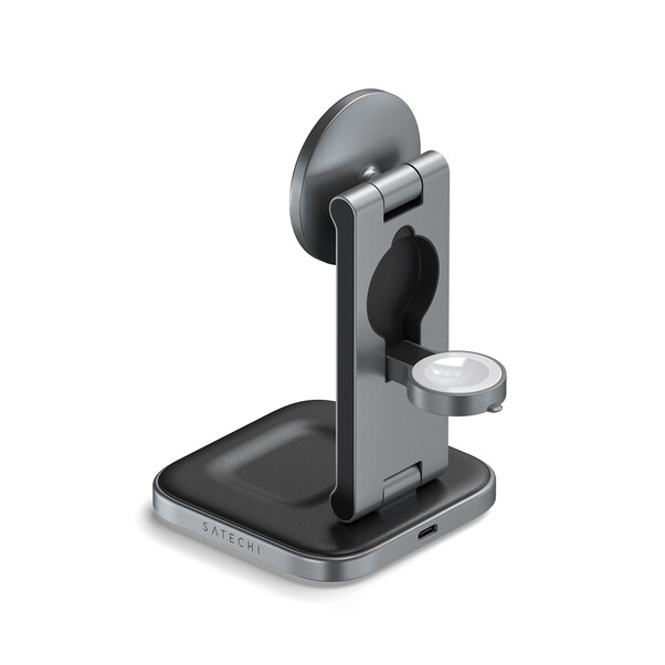 Sie sehen das Produktbild 02 von Satechi 3-in-1 Foldable Qi2 Wireless Charging Stand, schwarz Satechi 3-in-1 Foldable Qi2 Wireless Charging Stand, schwarz