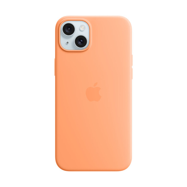 Apple iPhone 15 Plus Silikon Case mit MagSafe, Sorbet orange>