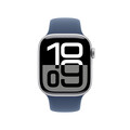 Apple Watch Series 10 GPS + Cellular, Aluminium silber, 42mm mit Sportarmband, denim - M/L>