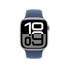 Apple Watch Series 10 GPS + Cellular, Aluminium silber, 42mm mit Sportarmband, denim - M/L>