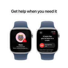 Apple Watch Series 10 GPS + Cellular, Aluminium silber, 42mm mit Sportarmband, denim - M/L>