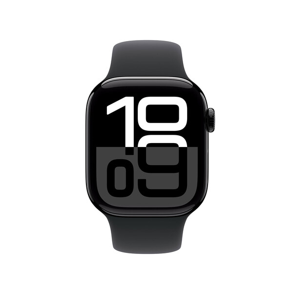 Sie sehen das Produktbild 02 von Apple Watch Series 10 GPS + Cellular, Aluminium diamantschwarz, 42mm mit Sportarmband, schwarz - M/L> Apple Watch Series 10 GPS + Cellular, Aluminium diamantschwarz, 42mm mit Sportarmband, schwarz - M/L>