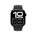 Sie sehen das Produktbild 02 von Apple Watch Series 10 GPS + Cellular, Aluminium diamantschwarz, 42mm mit Sportarmband, schwarz - M/L> Apple Watch Series 10 GPS + Cellular, Aluminium diamantschwarz, 42mm mit Sportarmband, schwarz - M/L>