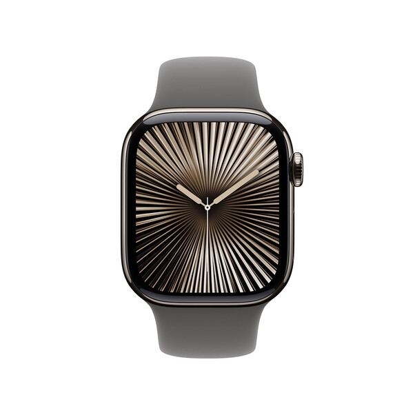 Sie sehen das Produktbild 02 von Apple Watch Series 10 GPS + Cellular, Titan natur, 42mm mit Sportarmband, steingrau - M/L> Apple Watch Series 10 GPS + Cellular, Titan natur, 42mm mit Sportarmband, steingrau - M/L>