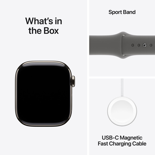 Sie sehen das Produktbild 09 von Apple Watch Series 10 GPS + Cellular, Titan natur, 42mm mit Sportarmband, steingrau - M/L> Apple Watch Series 10 GPS + Cellular, Titan natur, 42mm mit Sportarmband, steingrau - M/L>