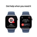Apple Watch Series 10 GPS, Aluminium silber, 46mm mit Sportarmband, denim - S/M>