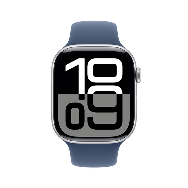 Sie sehen das Produktbild 03 von Apple Watch Series 10 GPS, Aluminium silber, 46mm mit Sportarmband, denim - M/L> Apple Watch Series 10 GPS, Aluminium silber, 46mm mit Sportarmband, denim - M/L>