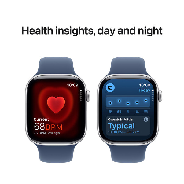 Sie sehen das Produktbild 09 von Apple Watch Series 10 GPS, Aluminium silber, 46mm mit Sportarmband, denim - M/L> Apple Watch Series 10 GPS, Aluminium silber, 46mm mit Sportarmband, denim - M/L>