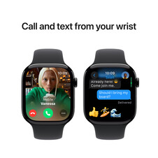Apple Watch Series 10 GPS, Aluminium diamantschwarz, 46mm mit Sportarmband, schwarz - M/L>