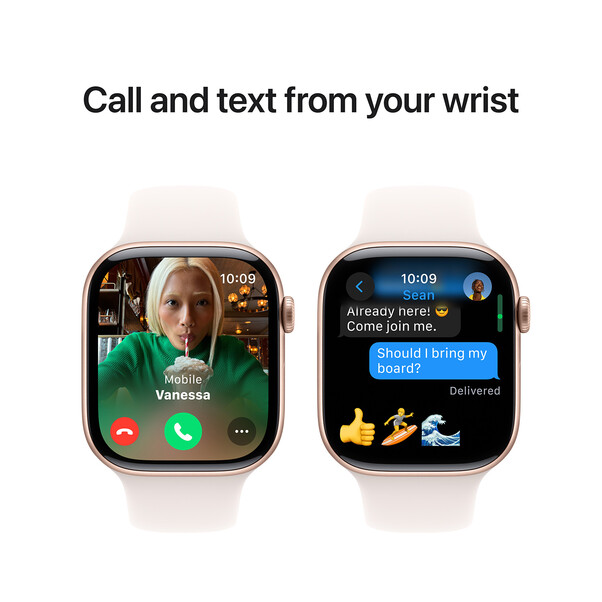 Sie sehen das Produktbild 07 von Apple Watch Series 10 GPS, Aluminium rosé, 46mm mit Sportarmband, hellrosa - M/L> Apple Watch Series 10 GPS, Aluminium rosé, 46mm mit Sportarmband, hellrosa - M/L>