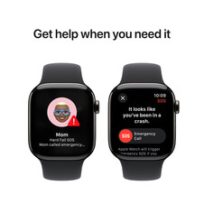 Apple Watch Series 10 GPS + Cellular, Titan schiefer, 42mm mit Sportarmband, schwarz - M/L>
