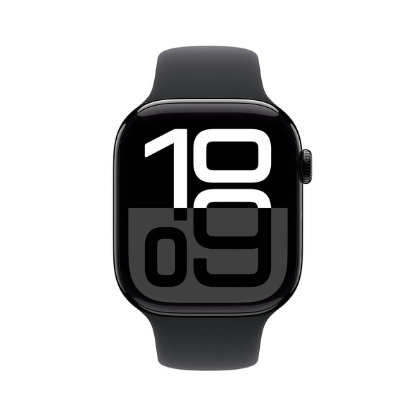 Sie sehen das Produktbild 02 von Apple Watch Series 10 GPS + Cellular, Aluminium diamantschwarz, 46mm mit Sportarmband, schwarz - S/M> Apple Watch Series 10 GPS + Cellular, Aluminium diamantschwarz, 46mm mit Sportarmband, schwarz - S/M>