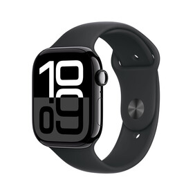 Apple Watch Series 10 GPS + Cellular, Aluminium diamantschwarz, 46mm mit Sportarmband, schwarz - M/L&amp;gt;