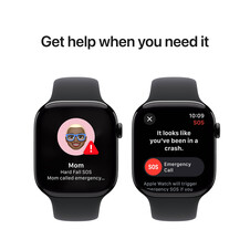 Apple Watch Series 10 GPS + Cellular, Aluminium diamantschwarz, 46mm mit Sportarmband, schwarz - M/L>