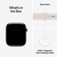 Sie sehen das Produktbild 17 von Apple Watch Series 10 GPS + Cellular, Titan gold, 46mm mit Sportarmband, polarstern - M/L> Apple Watch Series 10 GPS + Cellular, Titan gold, 46mm mit Sportarmband, polarstern - M/L>