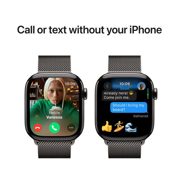 Apple Watch Series 10 GPS + Cellular, Titan schiefer, 42mm mit Milanaise-Armband, schiefer>