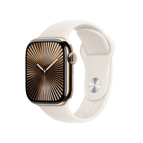 Apple Watch Series 10 GPS + Cellular, Titan gold, 42mm mit Sportarmband, polarstern - M/L&amp;gt;