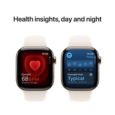 Sie sehen das Produktbild 09 von Apple Watch Series 10 GPS + Cellular, Titan gold, 42mm mit Sportarmband, polarstern - M/L> Apple Watch Series 10 GPS + Cellular, Titan gold, 42mm mit Sportarmband, polarstern - M/L>