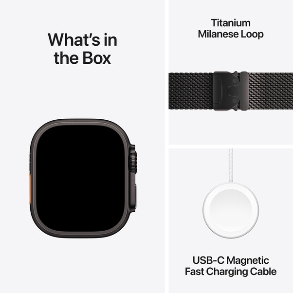 Sie sehen das Produktbild 17 von Apple Watch Ultra 2 GPS + Cellular, 49 mm Titangehäuse Schwarz, Milanaise Armband Titan Schwarz – S Apple Watch Ultra 2 GPS + Cellular, 49 mm Titangehäuse Schwarz, Milanaise Armband Titan Schwarz – S
