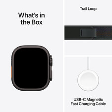 Apple Watch Ultra 2 GPS + Cellular, 49 mm Titangehäuse Schwarz, Trail Loop Schwarz – S/M