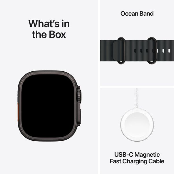 Apple Watch Ultra 2 GPS + Cellular, 49 mm Titangehäuse Schwarz, Ocean Armband Schwarz