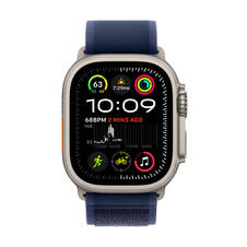 Apple Watch Ultra 2 GPS + Cellular, 49 mm Titangehäuse Natur, Trail Loop Blau – M/L